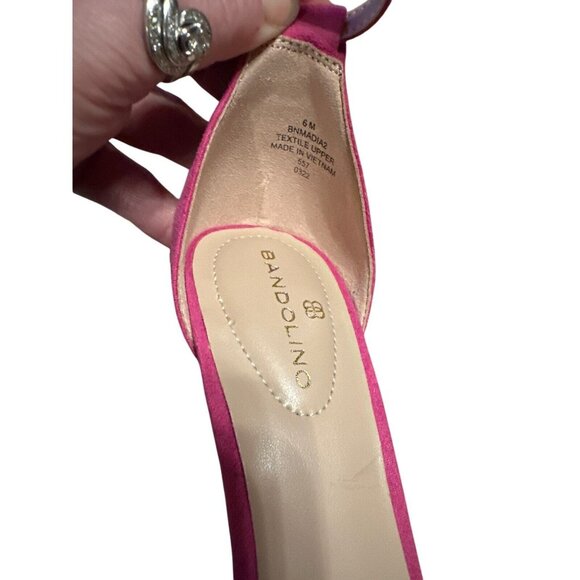Bandolino Womens Pink Open Toe Ankle Strap Suede Heels Size 6.5M $89 - Picture 5 of 7